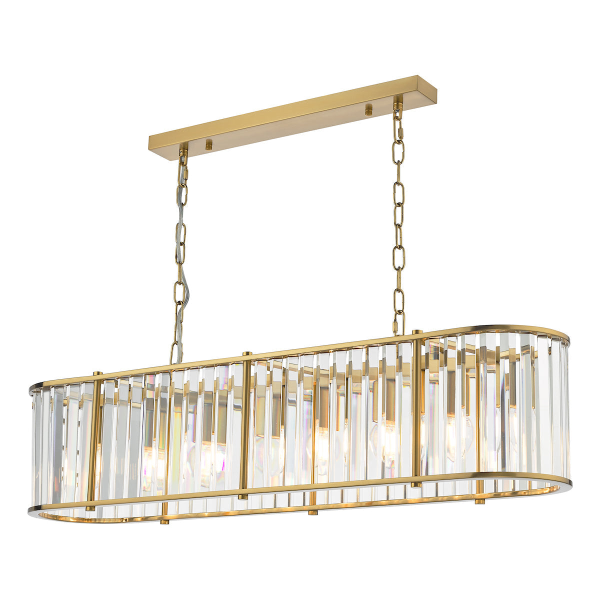 Dar Kiran 7 Light Bar Pendant Natural Brass and Glass – from Amos Lighting + Home