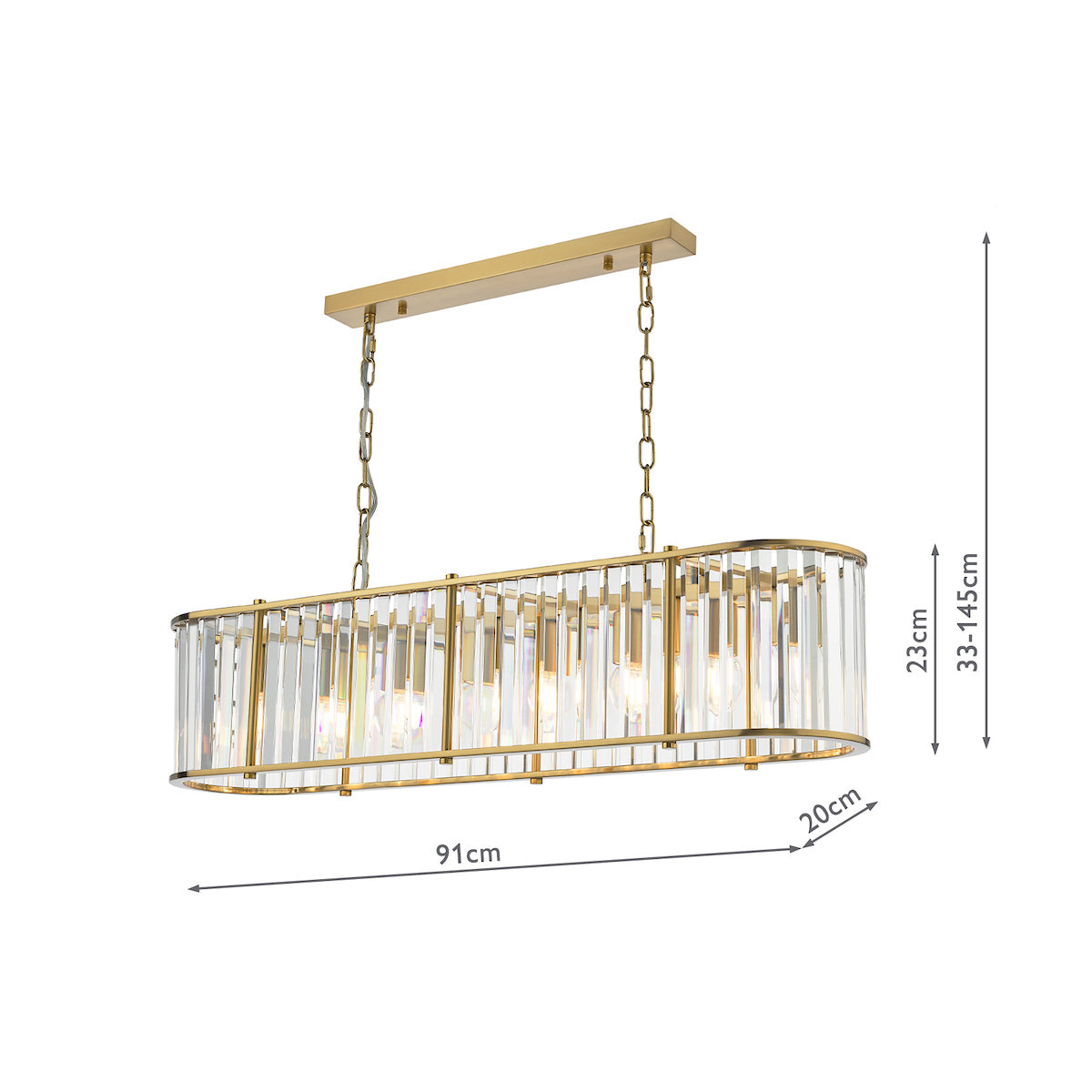 Dar Kiran 7 Light Bar Pendant Natural Brass and Glass – from Amos Lighting + Home