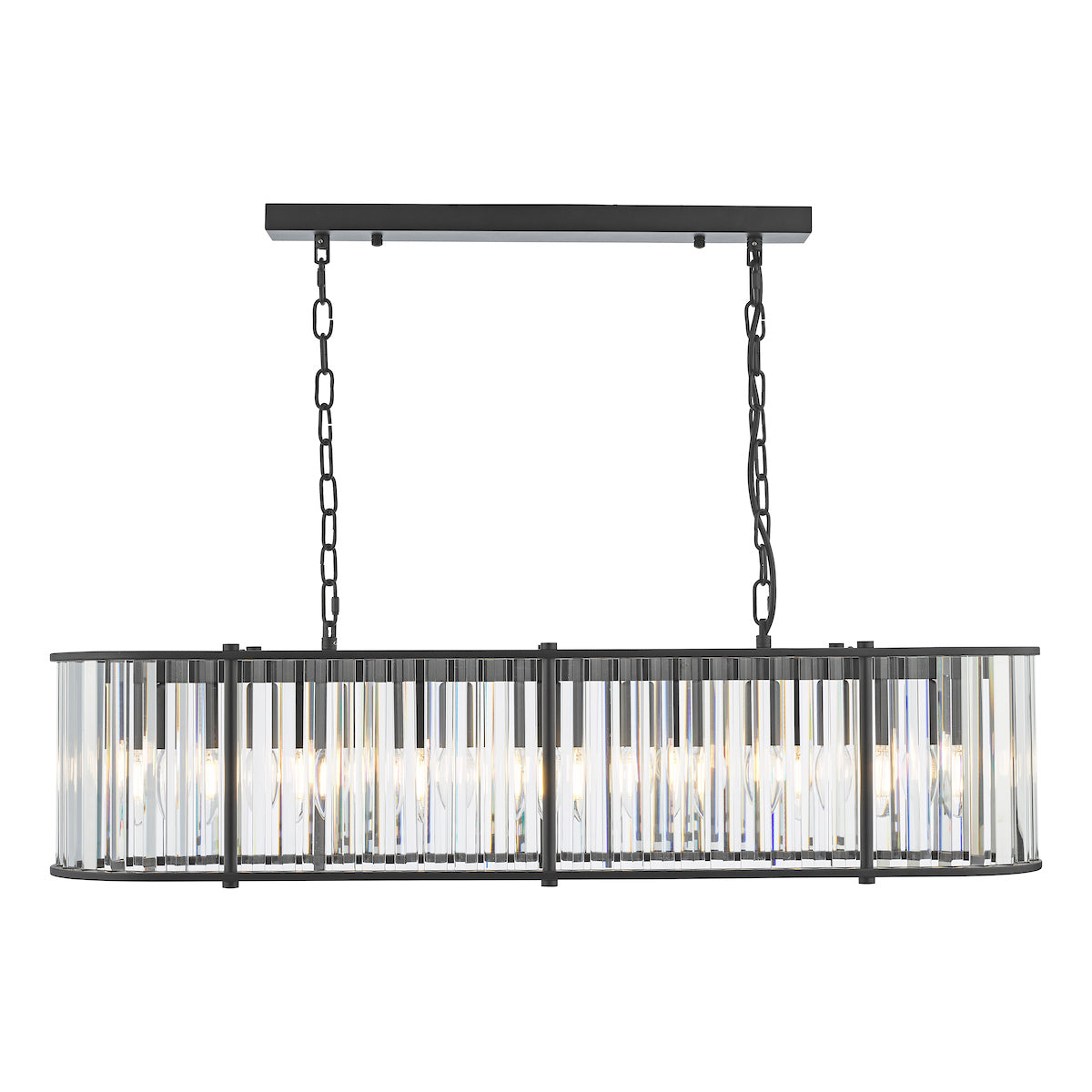 Dar Kiran 7 Light Bar Pendant Satin Black and Glass – from Amos Lighting + Home