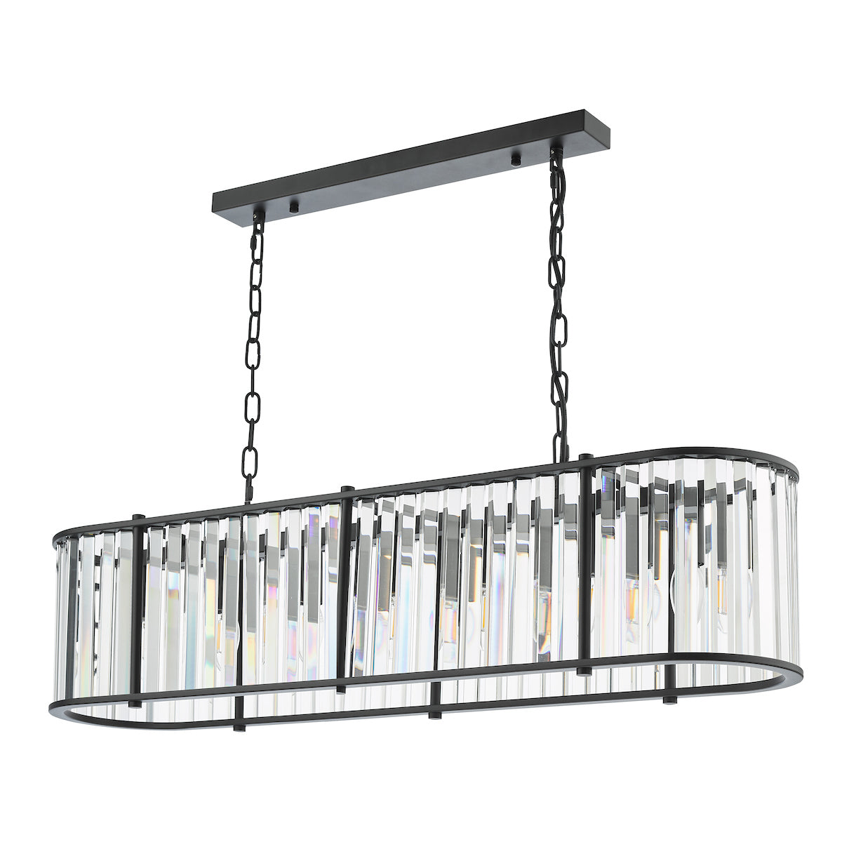 Dar Kiran 7 Light Bar Pendant Satin Black and Glass – from Amos Lighting + Home