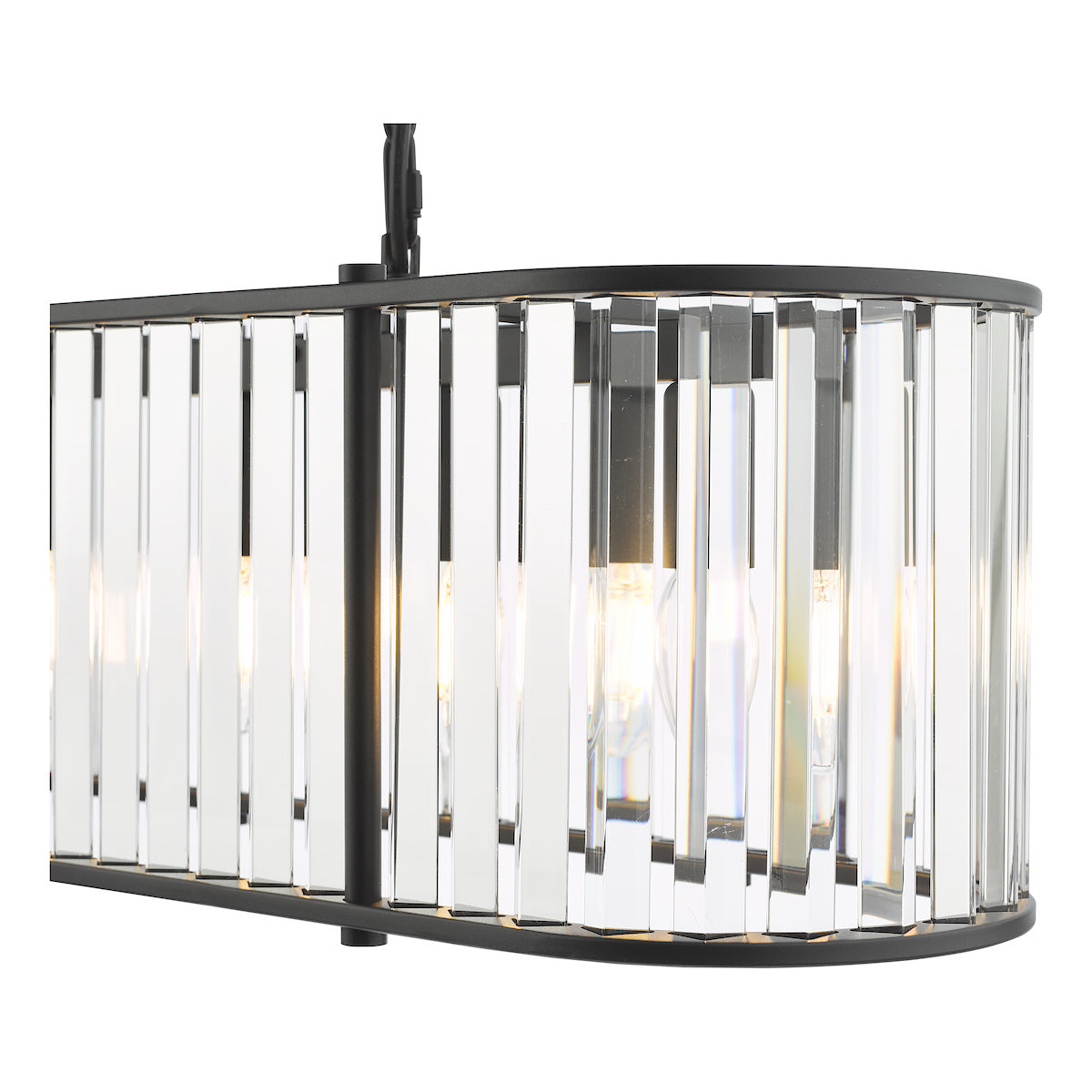 Dar Kiran 7 Light Bar Pendant Satin Black and Glass – from Amos Lighting + Home