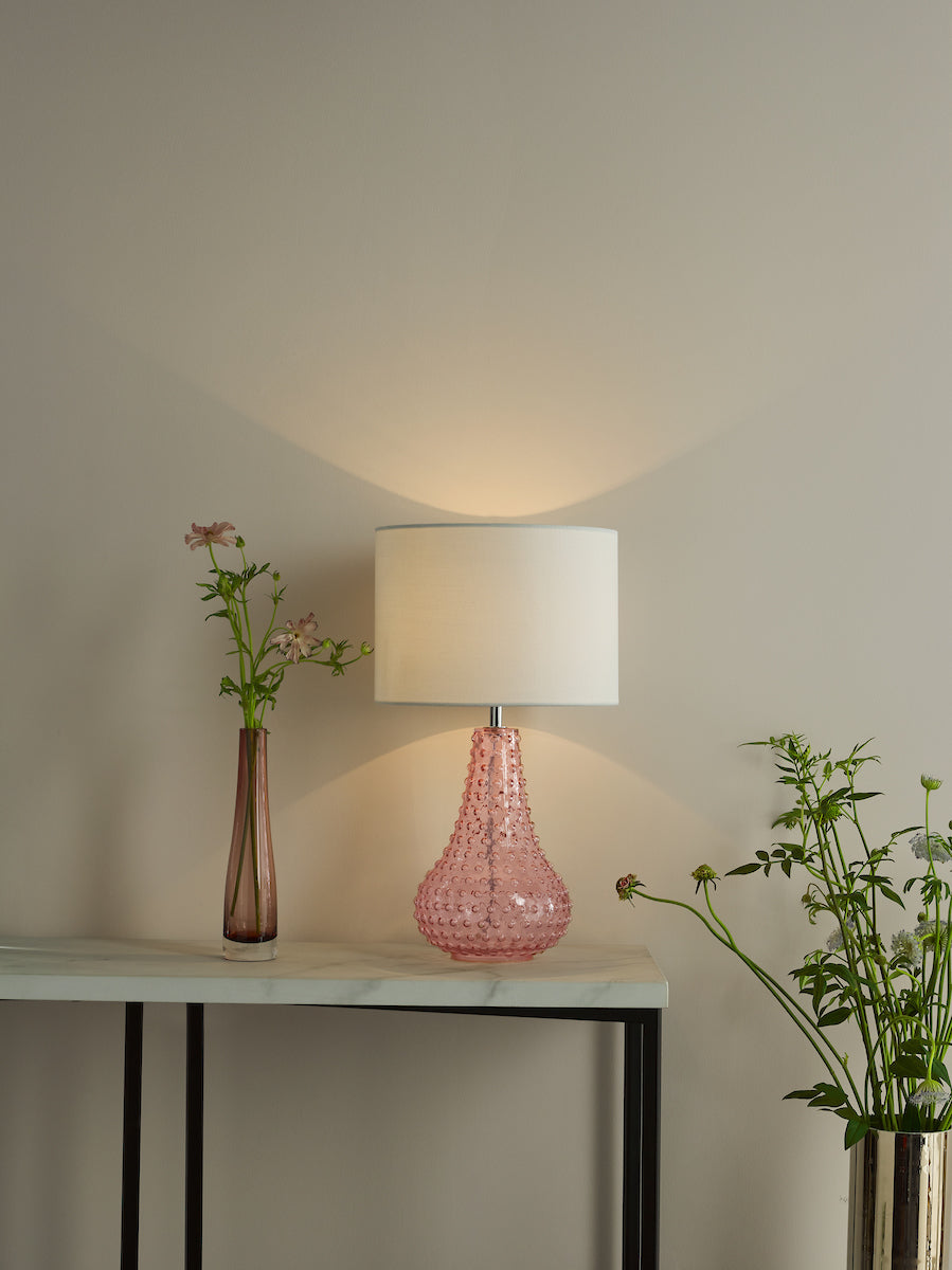 Dar Kristina Table Lamp Pink Glass With Shade – from Amos Lighting + Home