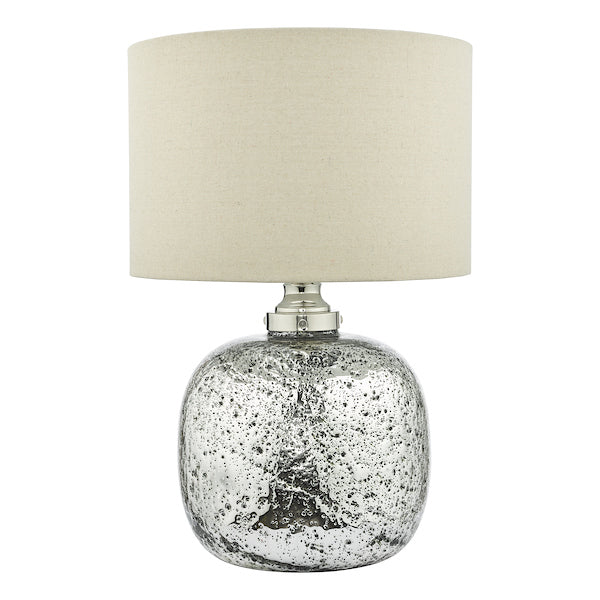 Dar Lava Dual Table Lamp Polished Nickel Volcanic Glass with Shade – from Amos Lighting + Home