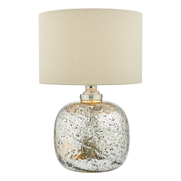 Dar Lava Dual Table Lamp Polished Nickel Volcanic Glass with Shade – from Amos Lighting + Home