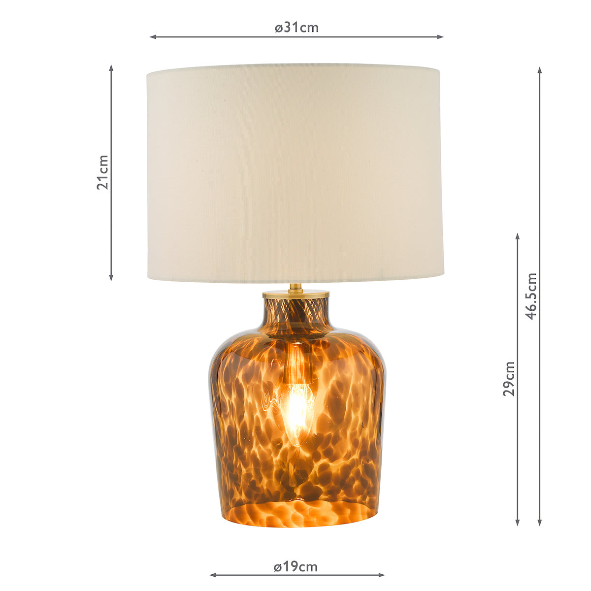 Dar Leandra Dual Light Table Lamp Tortoiseshell Glass With Shade – from Amos Lighting + Home