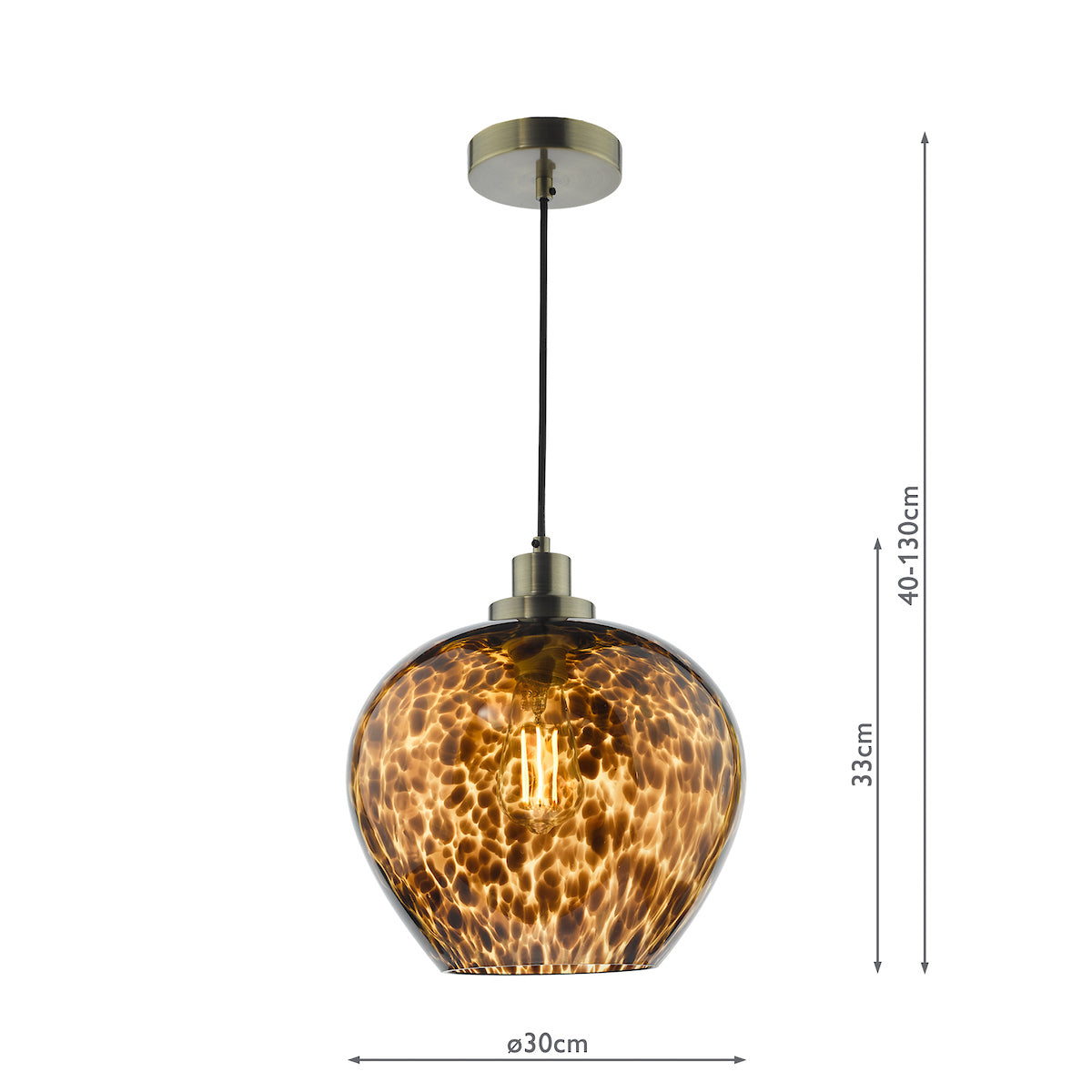 Dar Leandra Pendant Tortoiseshell Glass and Antique Brass – from Amos Lighting + Home