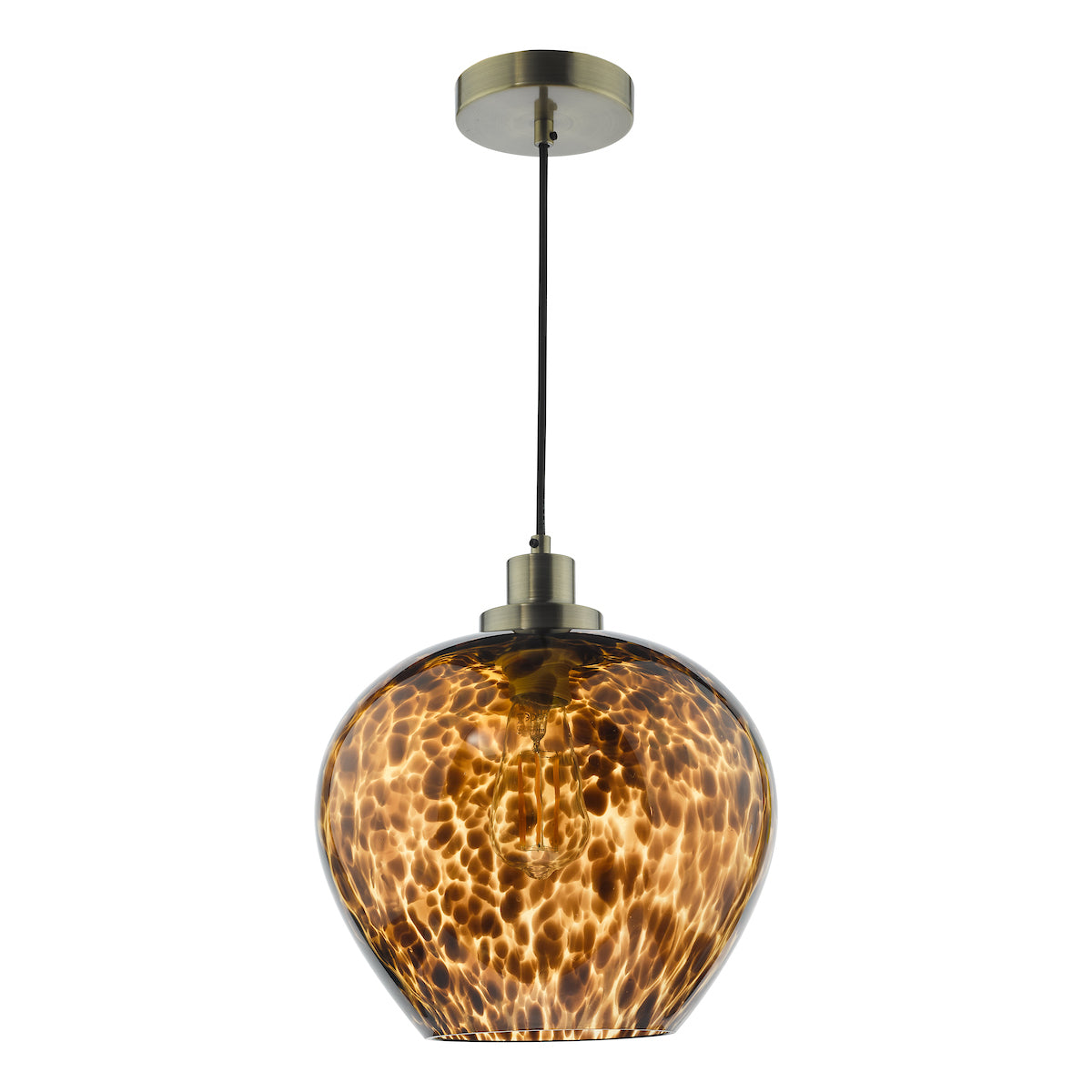 Dar Leandra Pendant Tortoiseshell Glass and Antique Brass – from Amos Lighting + Home