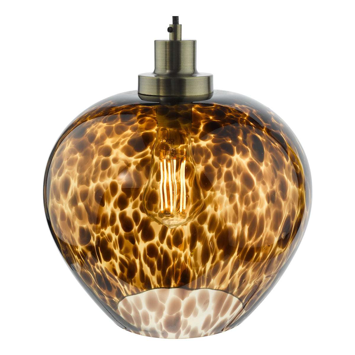 Dar Leandra Pendant Tortoiseshell Glass and Antique Brass – from Amos Lighting + Home