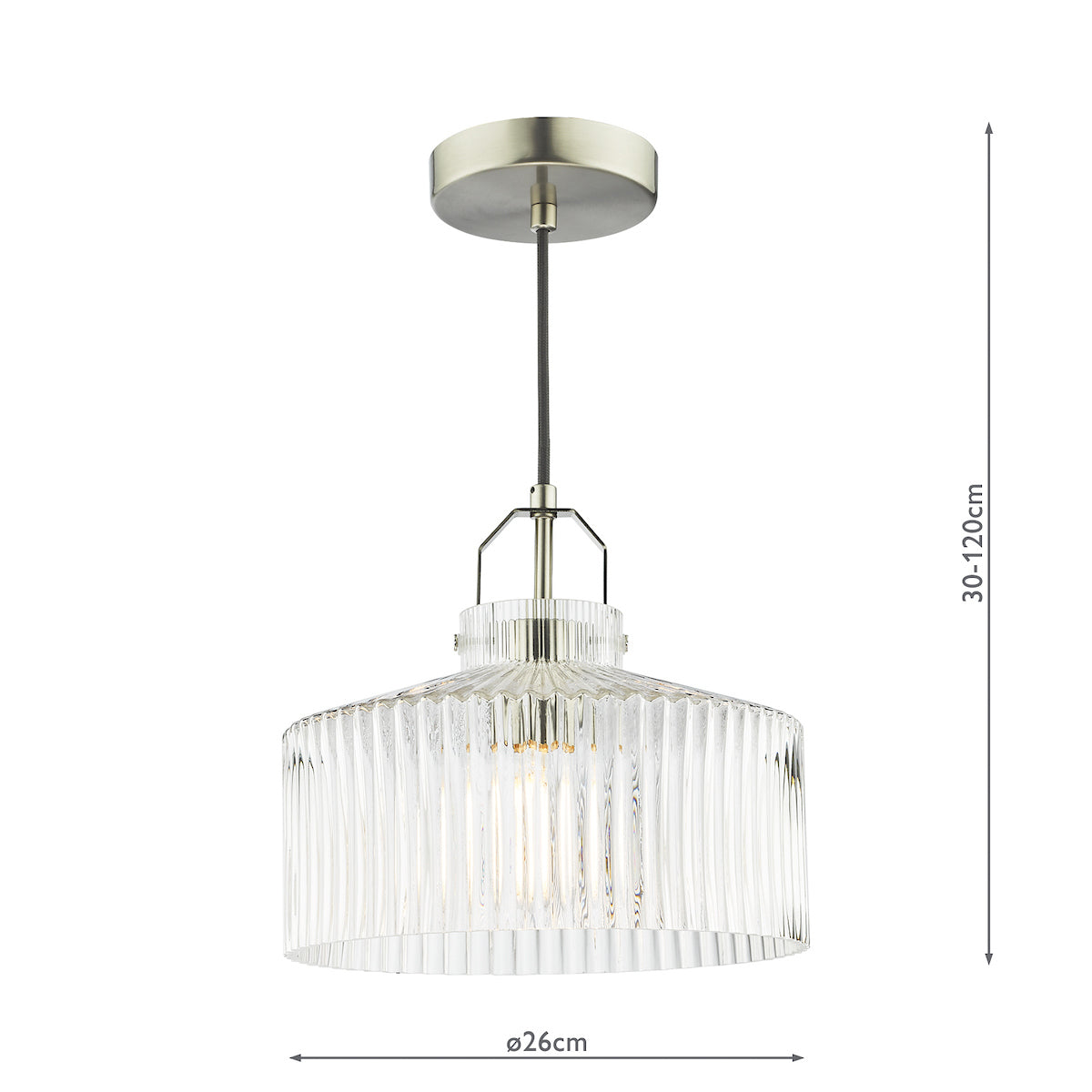 Dar Lenka Pendant Satin Nickel and Ribbed Glass – from Amos Lighting + Home