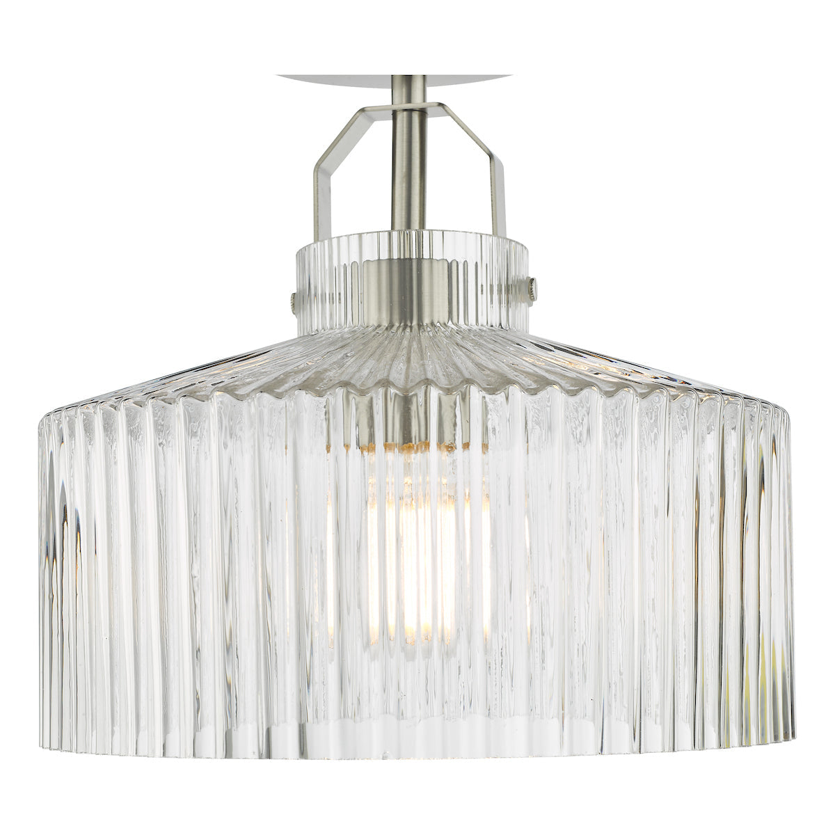 Dar Lenka Semi-Flush Satin Nickel and Ribbed Glass – from Amos Lighting + Home