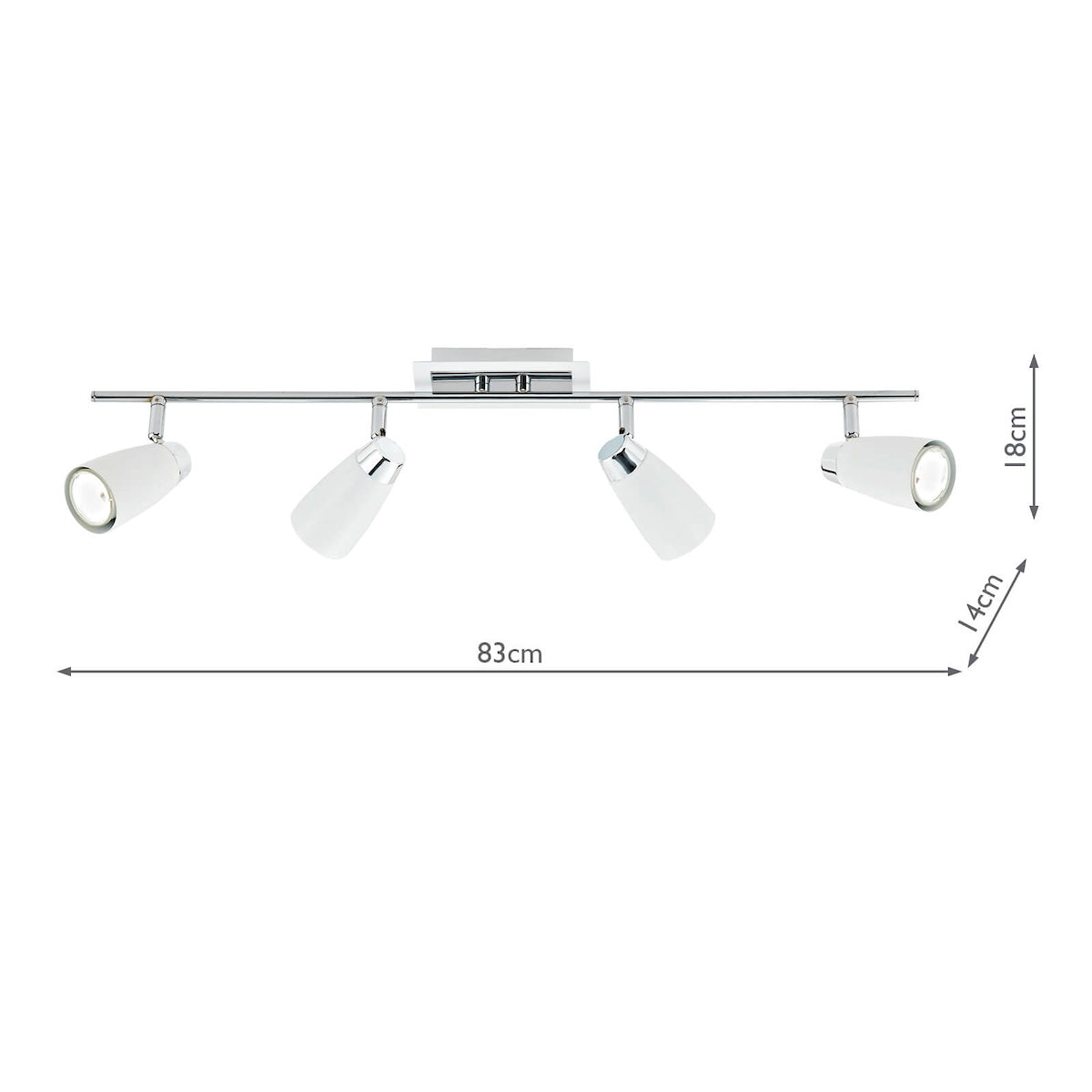 Dar Loft 4 Light Bar Spotlight Matt White Polished Chrome – from Amos Lighting + Home