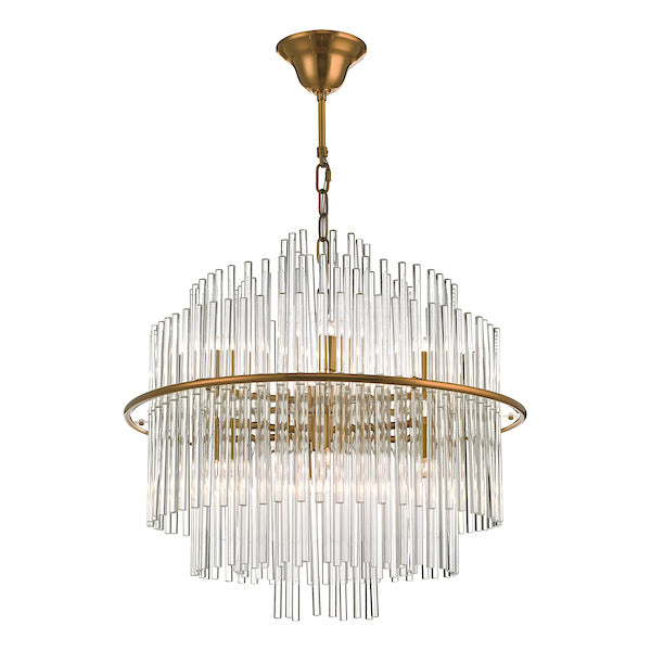 Dar Lukas 13 Light Pendant Chandelier Brushed Antique Gold – from Amos Lighting + Home
