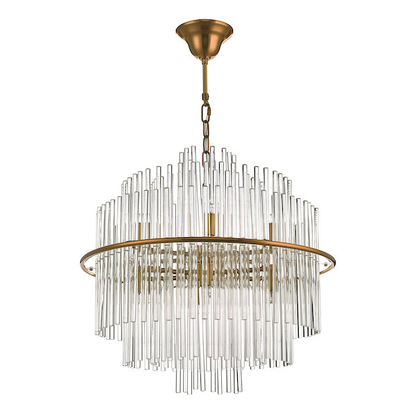 Dar Lukas 13 Light Pendant Chandelier Brushed Antique Gold – from Amos Lighting + Home