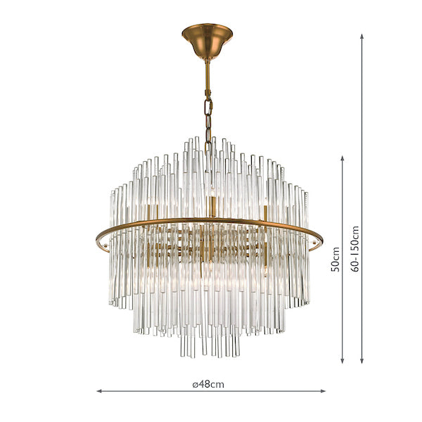 Dar Lukas 13 Light Pendant Chandelier Brushed Antique Gold – from Amos Lighting + Home