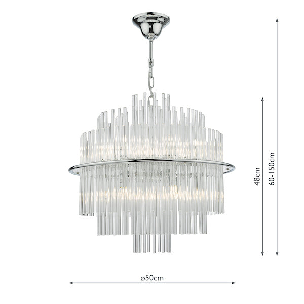 Dar Lukas 13 Light Pendant Chandelier Polished Chrome – from Amos Lighting + Home