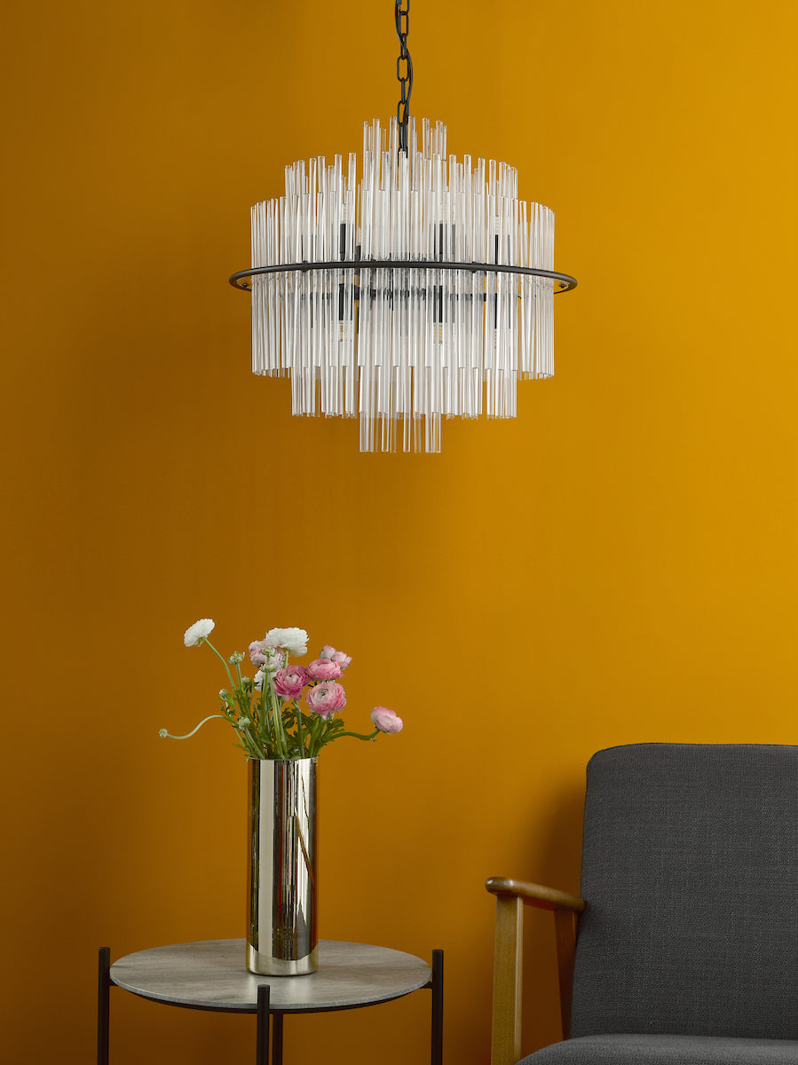Dar Lukas Pendant Chandelier Satin Black – from Amos Lighting + Home