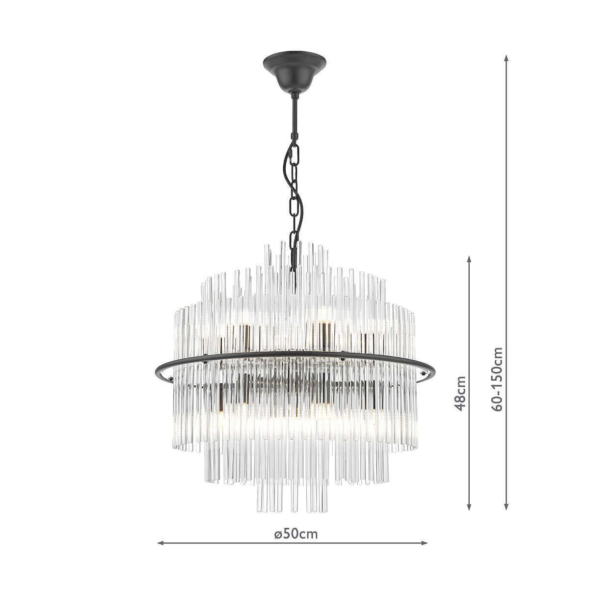 Dar Lukas Pendant Chandelier Satin Black – from Amos Lighting + Home