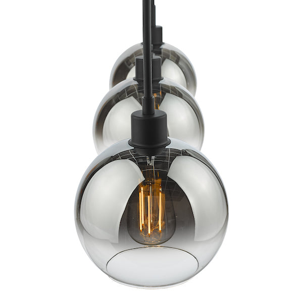 Dar Lycia 3 Light Bar Pendant Matt Black Ombre Smoked Glass – from Amos Lighting + Home