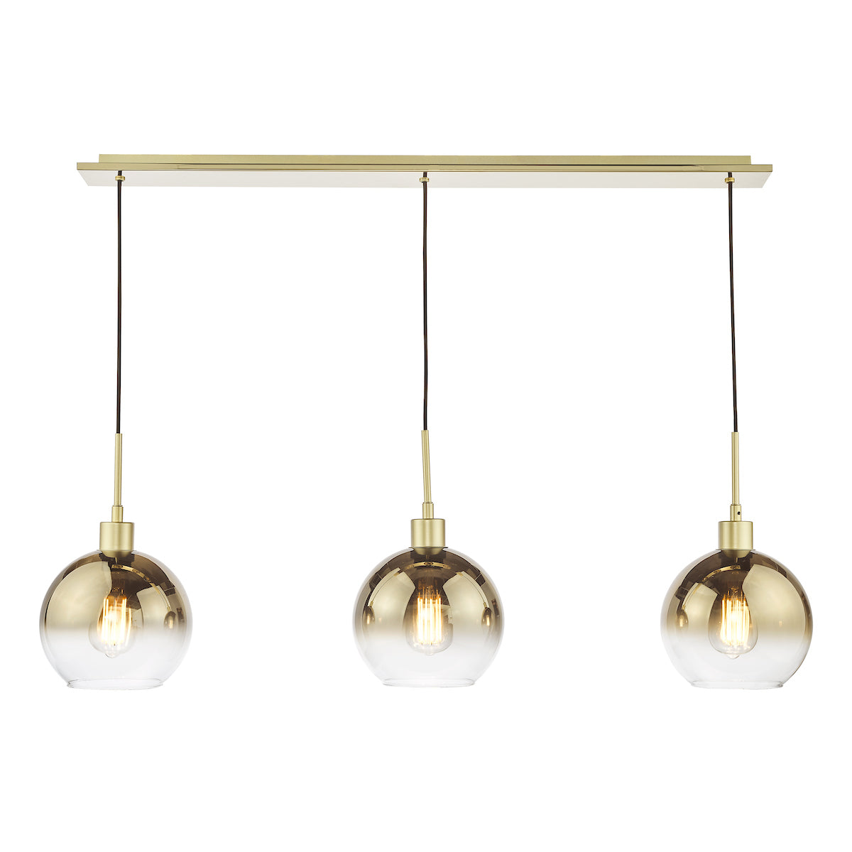 Dar Lycia 3 Light Bar Pendant Satin Gold and Gold Ombre Glass – from Amos Lighting + Home