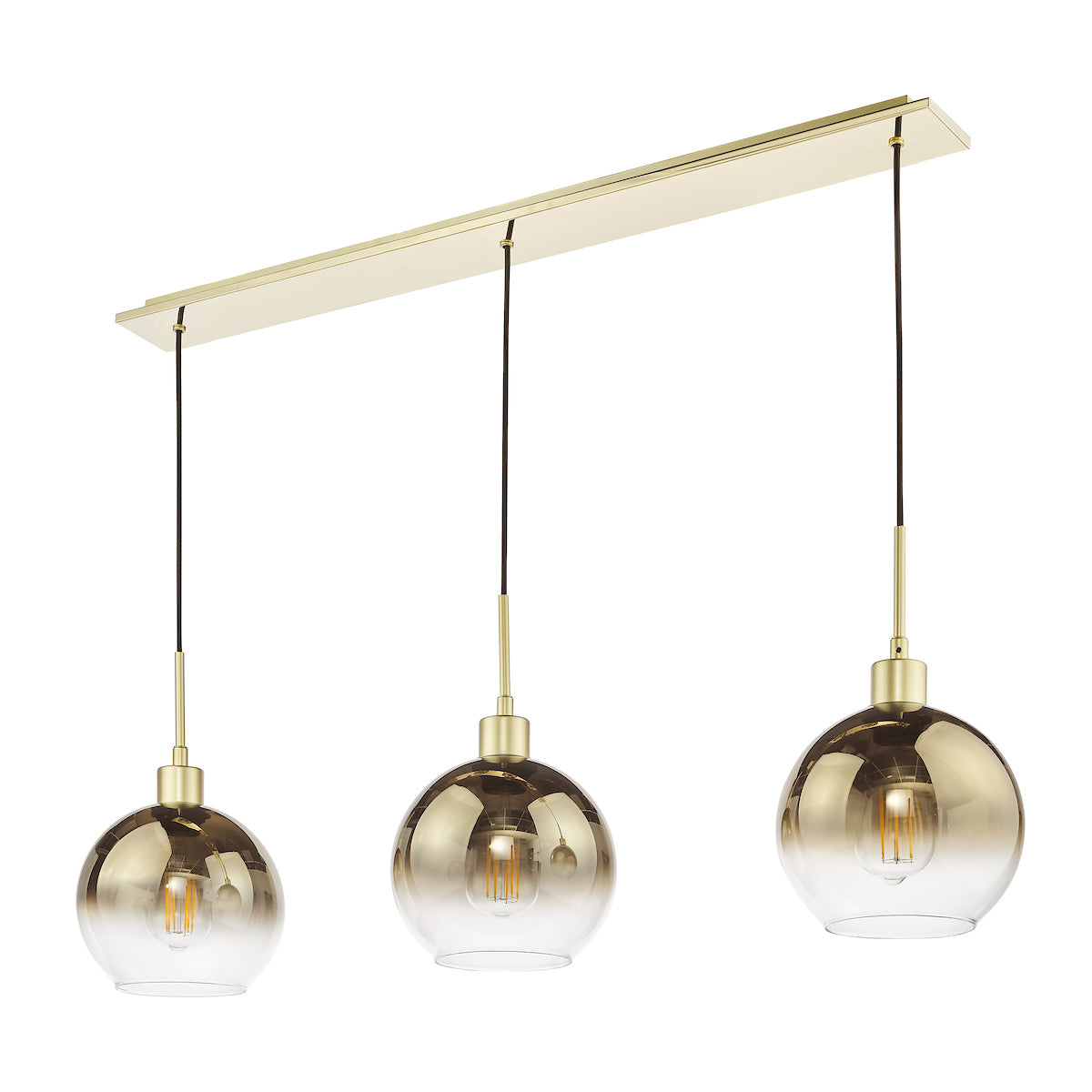 Dar Lycia 3 Light Bar Pendant Satin Gold and Gold Ombre Glass – from Amos Lighting + Home
