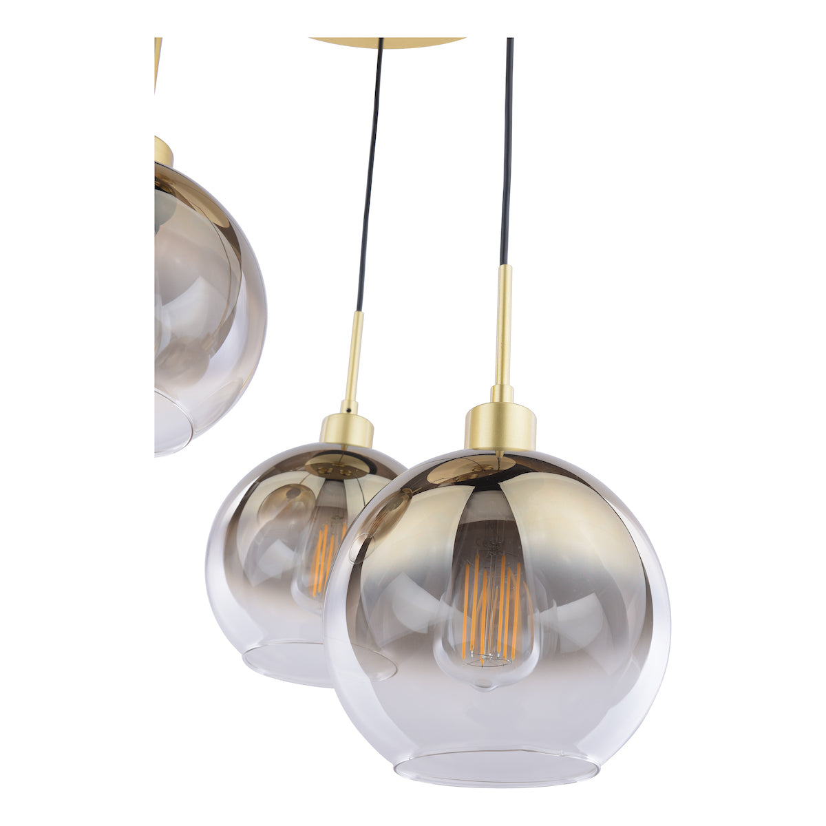 Dar Lycia 3 Light Cluster Pendant Polished Gold and Gold Ombre Glass – from Amos Lighting + Home