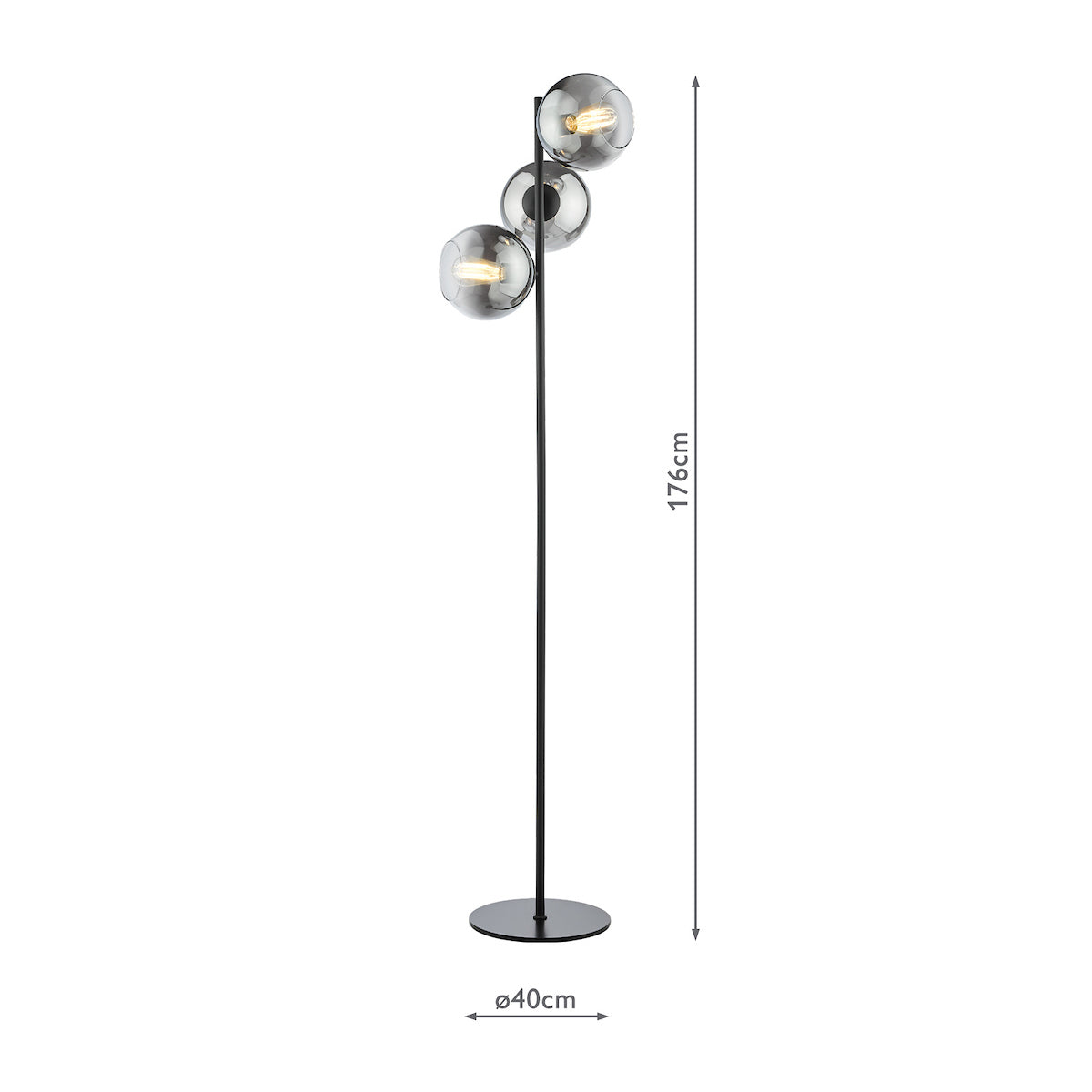 Dar Lycia 3 Light Floor Lamp Matt Black and Ombre Smoked Glass – from Amos Lighting + Home