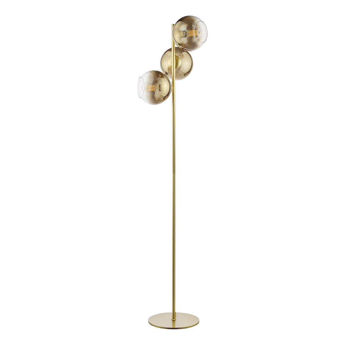 Dar Lycia 3 Light Floor Lamp Satin Gold and Gold Ombre Glass – from Amos Lighting + Home
