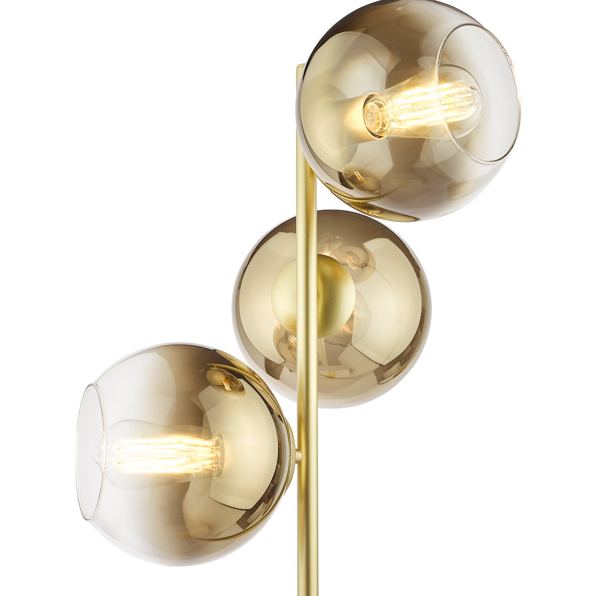 Dar Lycia 3 Light Floor Lamp Satin Gold and Gold Ombre Glass – from Amos Lighting + Home