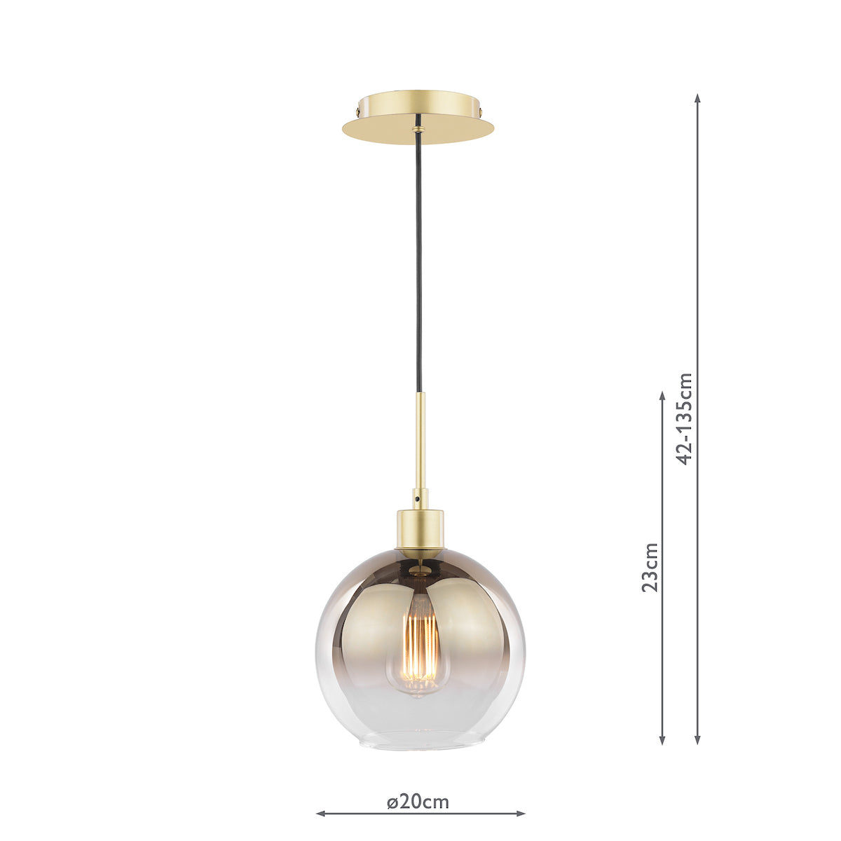 Dar Lycia Pendant Polished Gold and Gold Ombre Glass – from Amos Lighting + Home