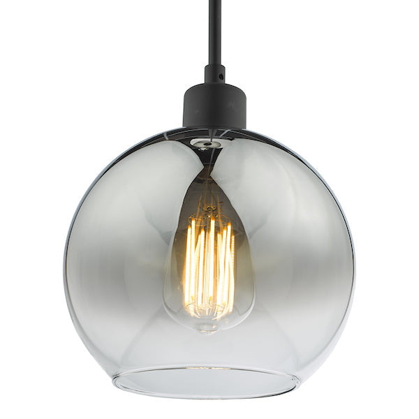 Dar Lycia Single Pendant Matt Black Ombre Smoked Glass – from Amos Lighting + Home