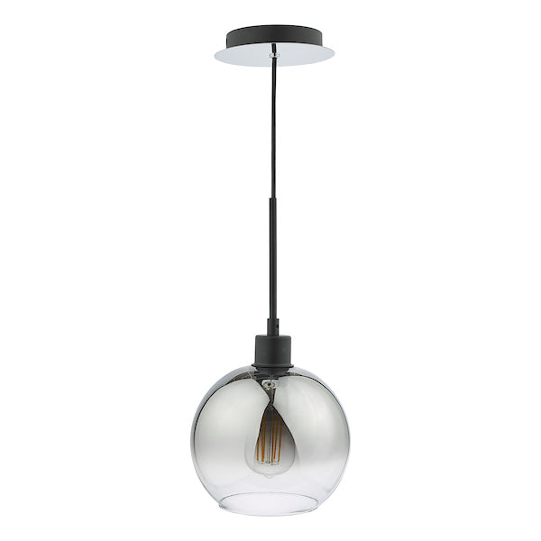 Dar Lycia Single Pendant Matt Black Ombre Smoked Glass – from Amos Lighting + Home