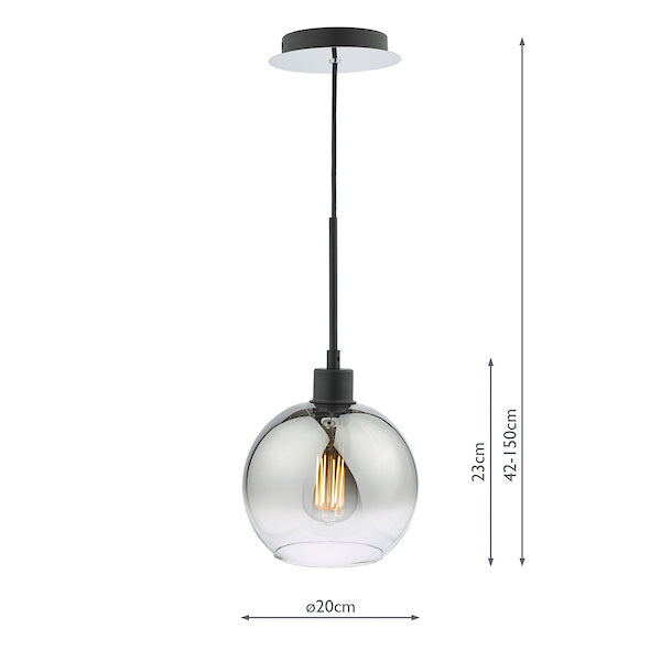 Dar Lycia Single Pendant Matt Black Ombre Smoked Glass – from Amos Lighting + Home