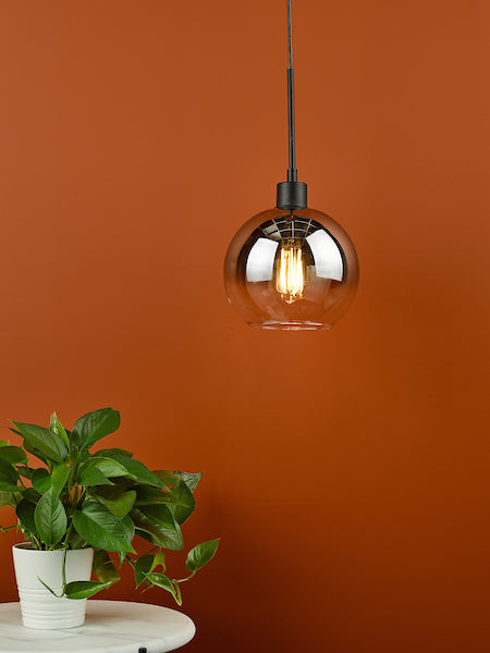 Dar Lycia Single Pendant Matt Black Ombre Smoked Glass – from Amos Lighting + Home