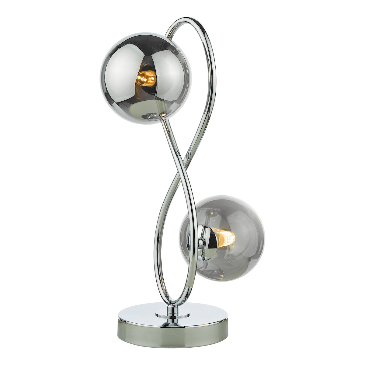 Dar Lysandra 2 Light Table Lamp Polished Chrome and Smoked Glass – from Amos Lighting + Home