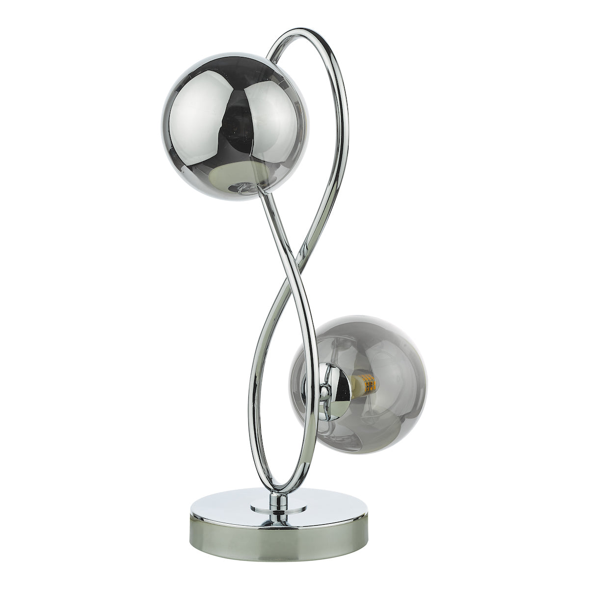 Dar Lysandra 2 Light Table Lamp Polished Chrome and Smoked Glass – from Amos Lighting + Home