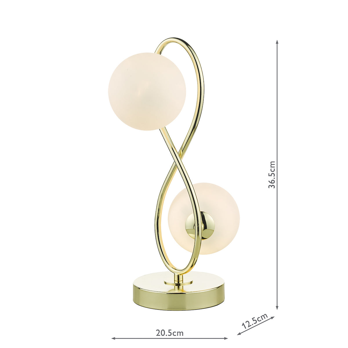 Dar Lysandra 2 Light Table Lamp Polished Gold and Opal Glass – from Amos Lighting + Home