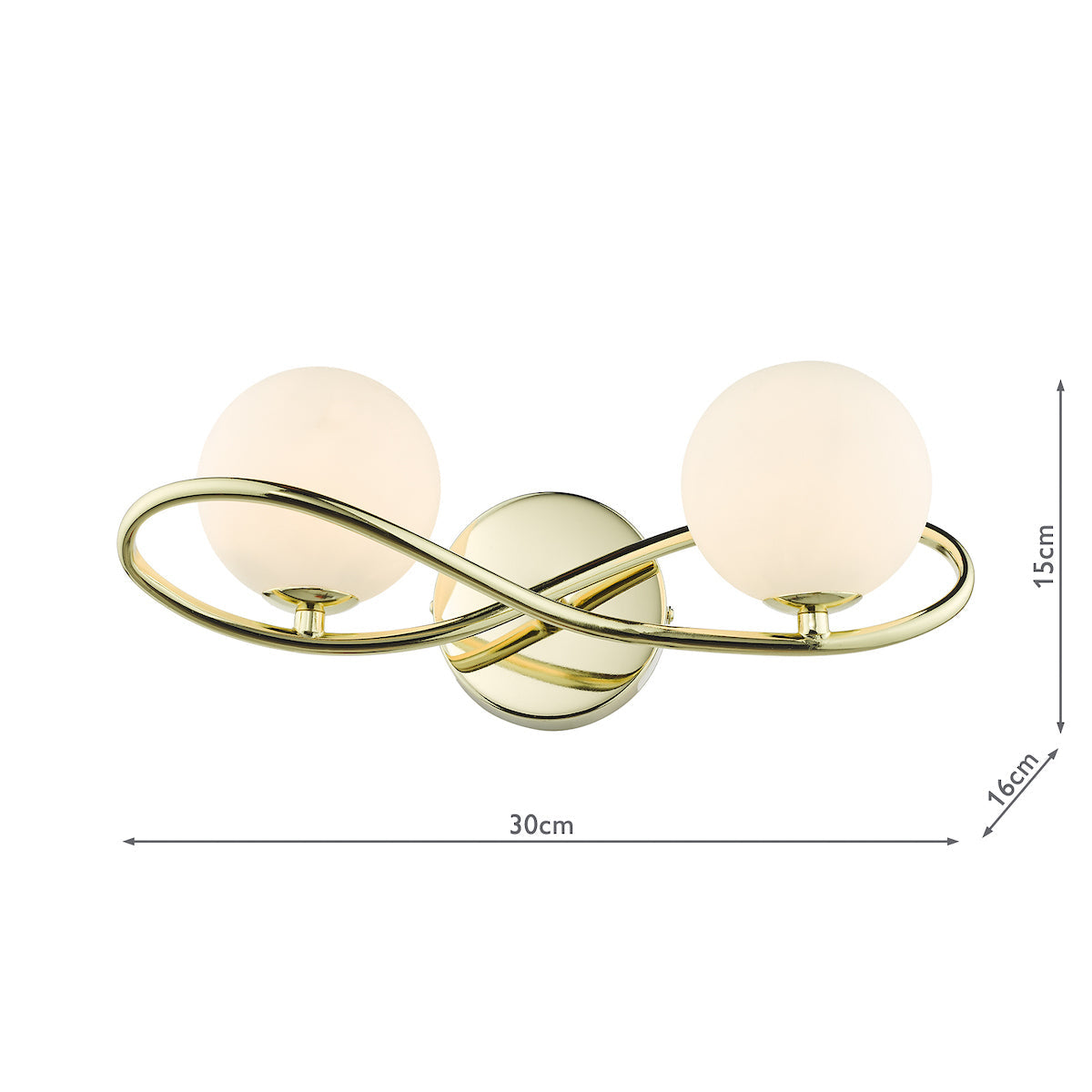 Dar Lysandra 2 Light Wall Light Polished Gold and Opal Glass – from Amos Lighting + Home