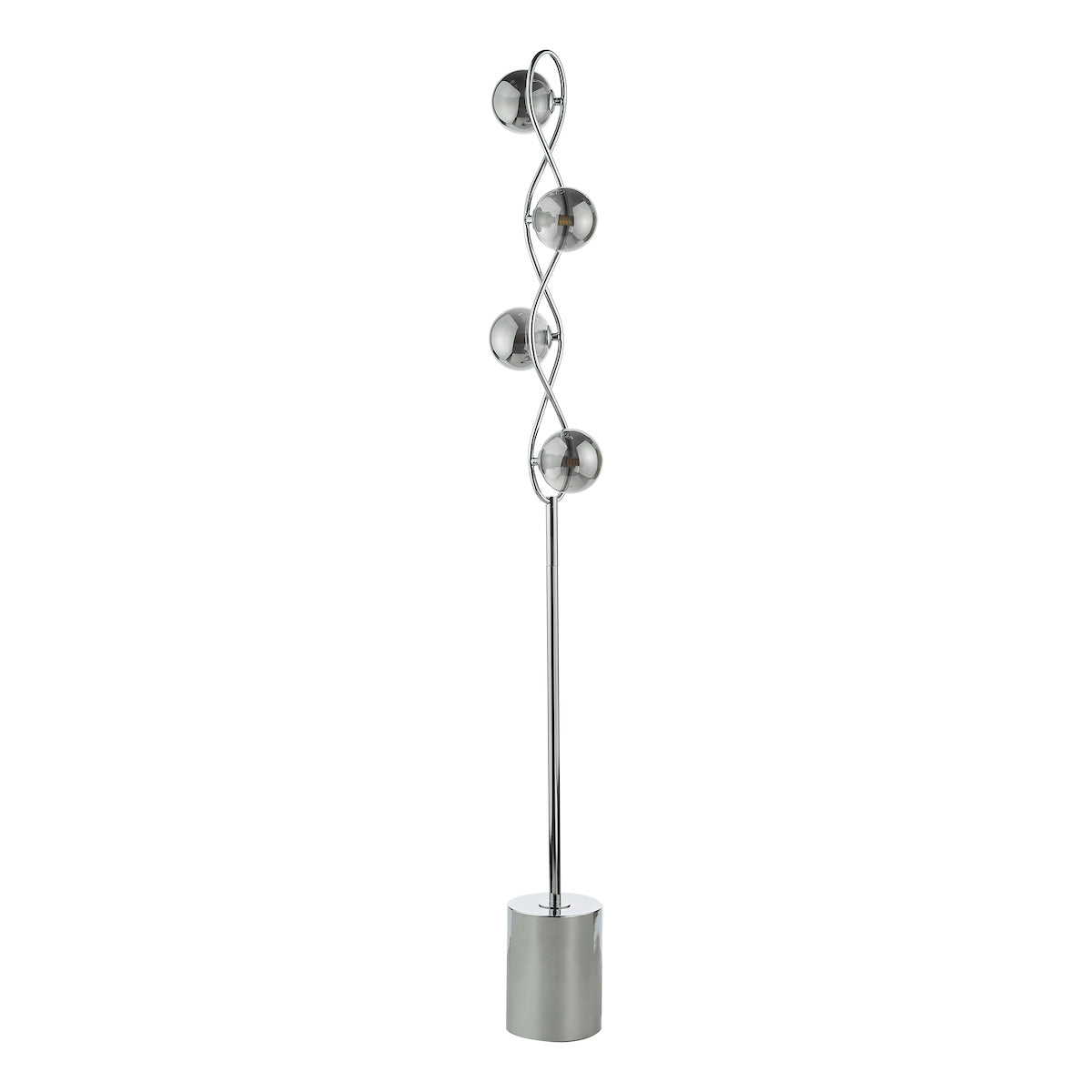Dar Lysandra 4 Light Floor Lamp Polished Chrome and Smoked Glass – from Amos Lighting + Home