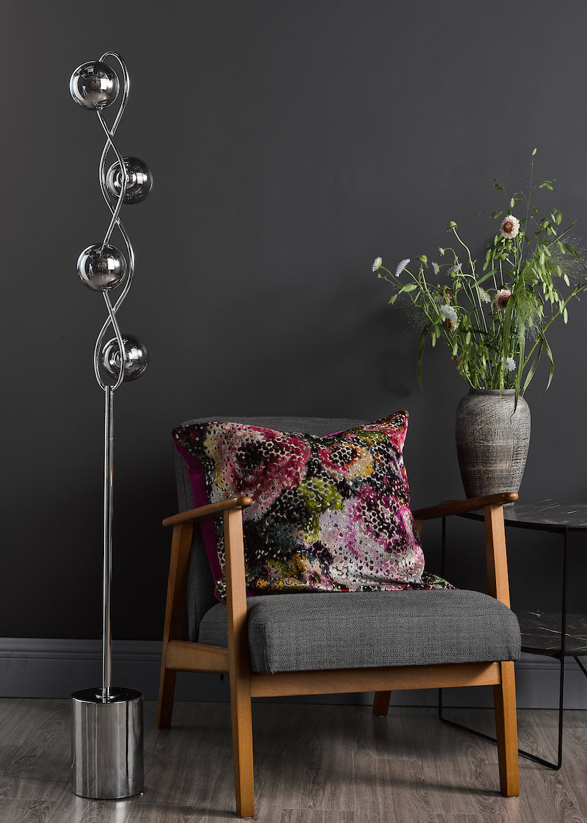 Dar Lysandra 4 Light Floor Lamp Polished Chrome and Smoked Glass – from Amos Lighting + Home