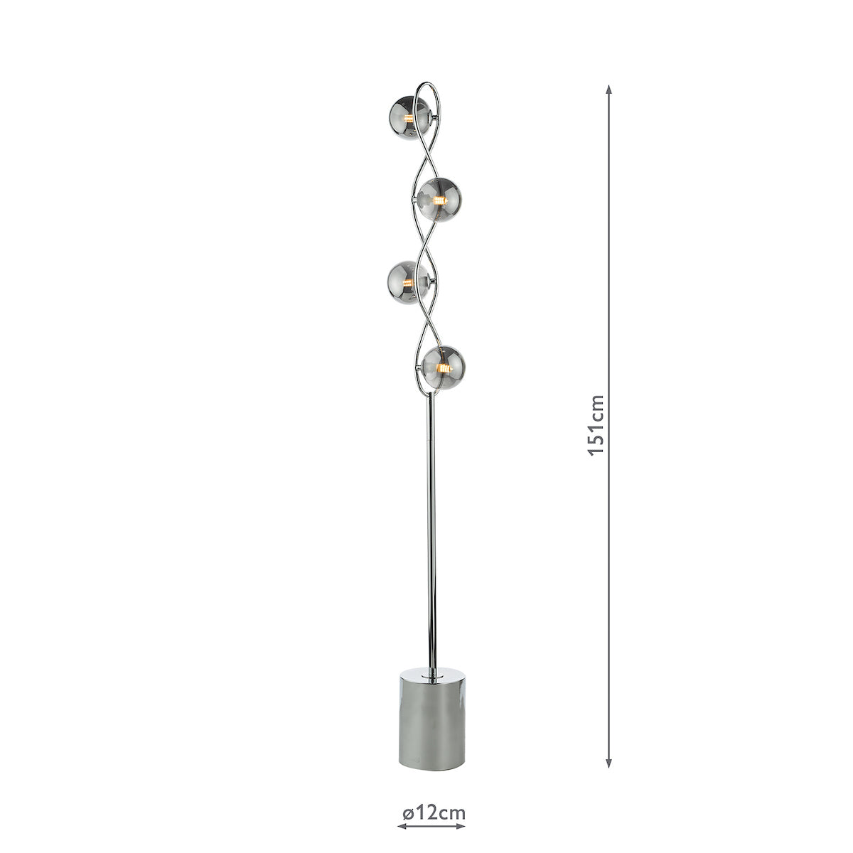 Dar Lysandra 4 Light Floor Lamp Polished Chrome and Smoked Glass – from Amos Lighting + Home