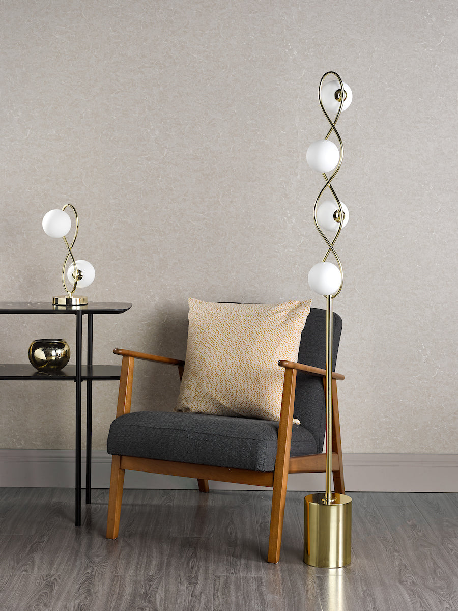 Dar Lysandra 4 Light Floor Lamp Polished Gold and Opal Glass – from Amos Lighting + Home