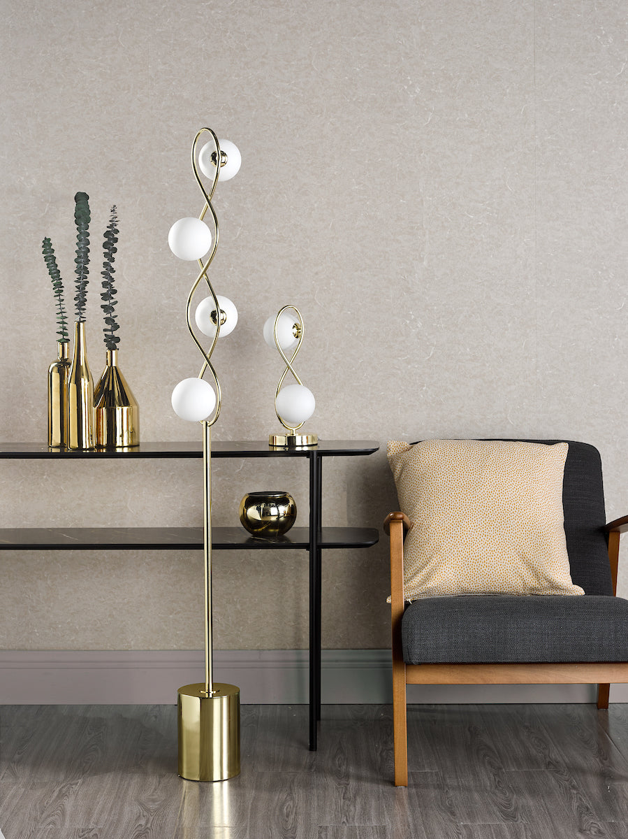 Dar Lysandra 4 Light Floor Lamp Polished Gold and Opal Glass – from Amos Lighting + Home