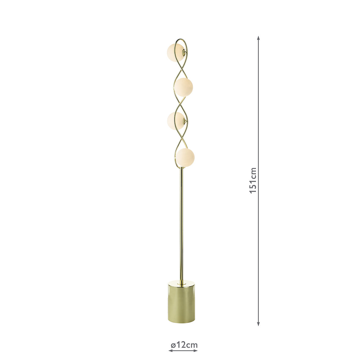 Dar Lysandra 4 Light Floor Lamp Polished Gold and Opal Glass – from Amos Lighting + Home