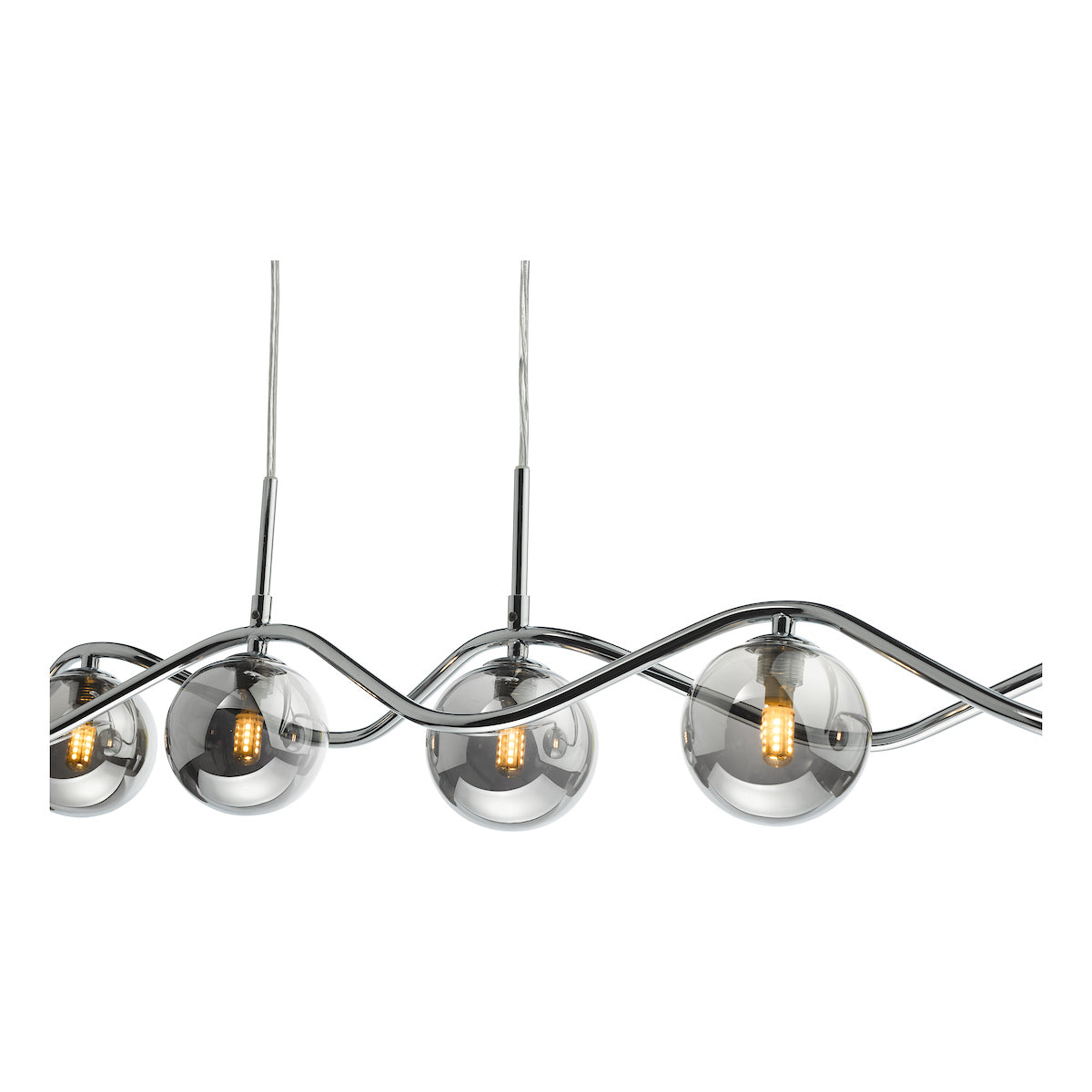 Dar Lysandra 6 Light Bar Pendant Polished Chrome and Smoked Glass – from Amos Lighting + Home