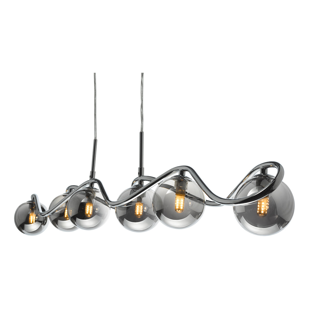 Dar Lysandra 6 Light Bar Pendant Polished Chrome and Smoked Glass – from Amos Lighting + Home