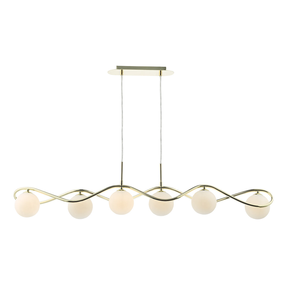 Dar Lysandra 6 Light Bar Pendant Polished Gold and Opal Glass – from Amos Lighting + Home