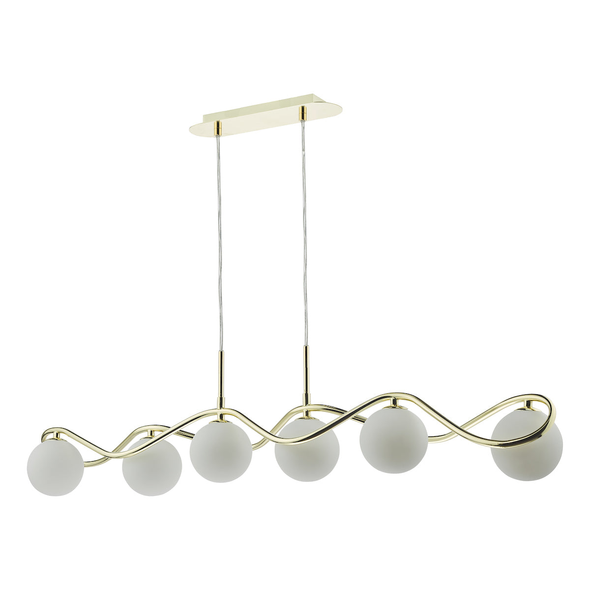 Dar Lysandra 6 Light Bar Pendant Polished Gold and Opal Glass – from Amos Lighting + Home