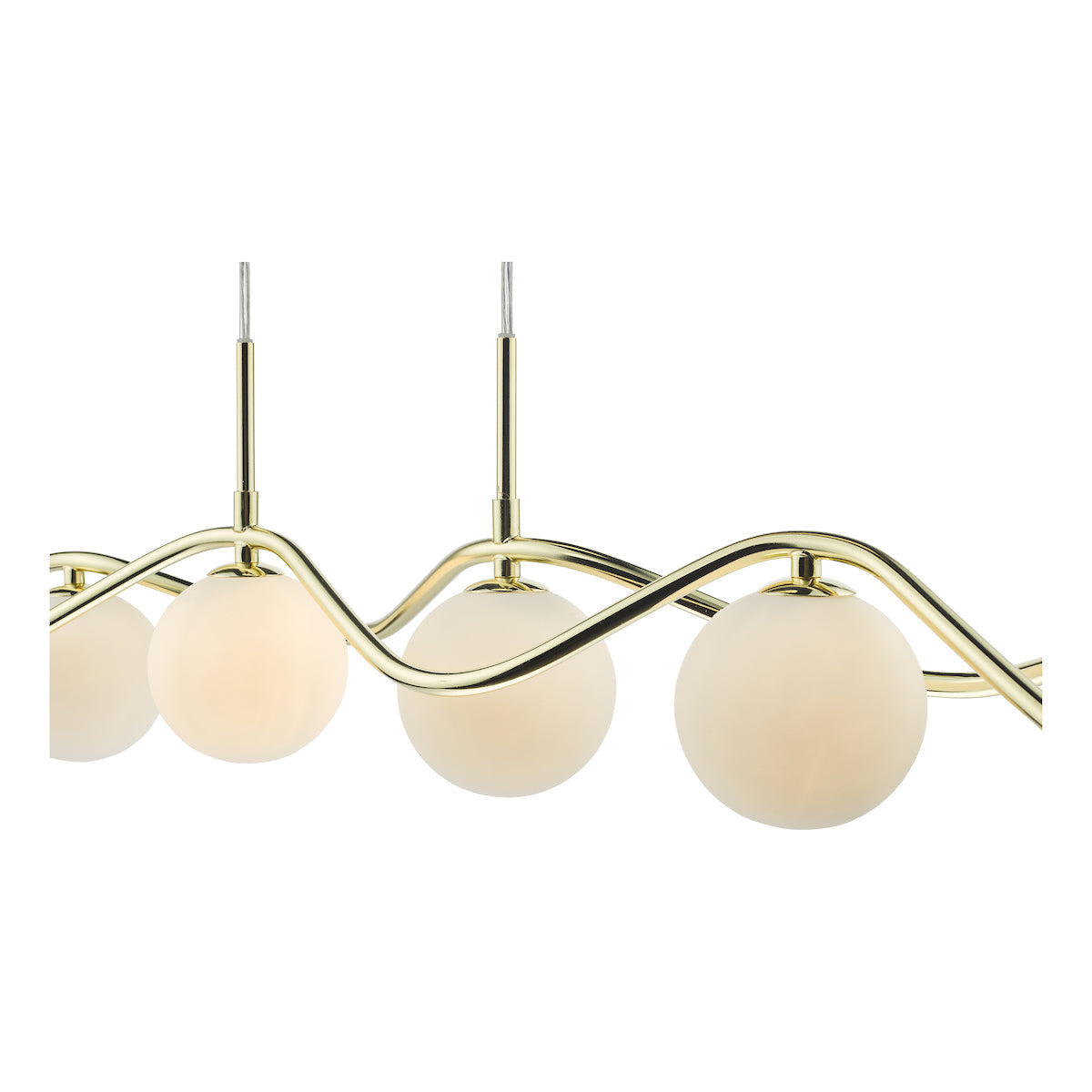 Dar Lysandra 6 Light Bar Pendant Polished Gold and Opal Glass – from Amos Lighting + Home