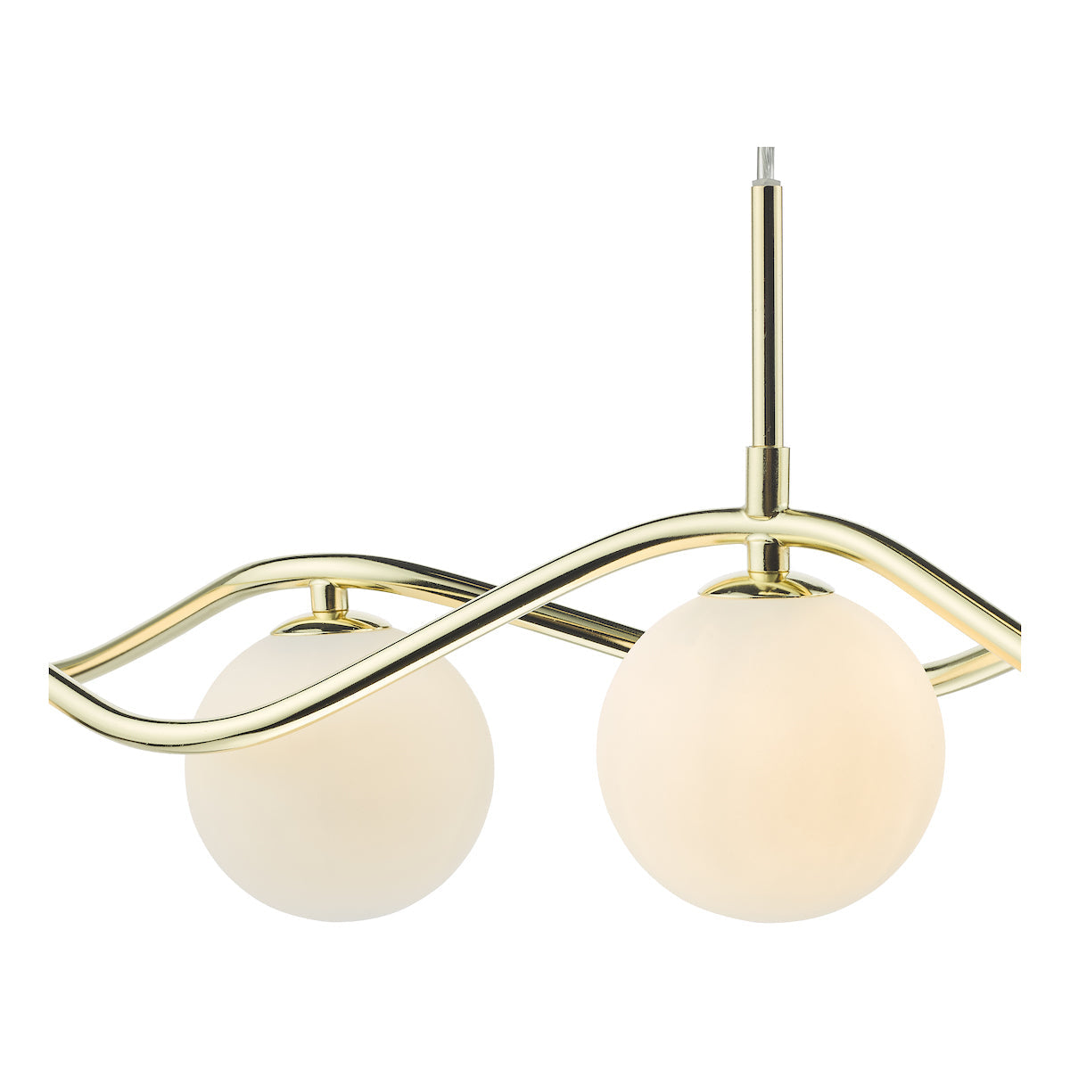 Dar Lysandra 6 Light Bar Pendant Polished Gold and Opal Glass – from Amos Lighting + Home