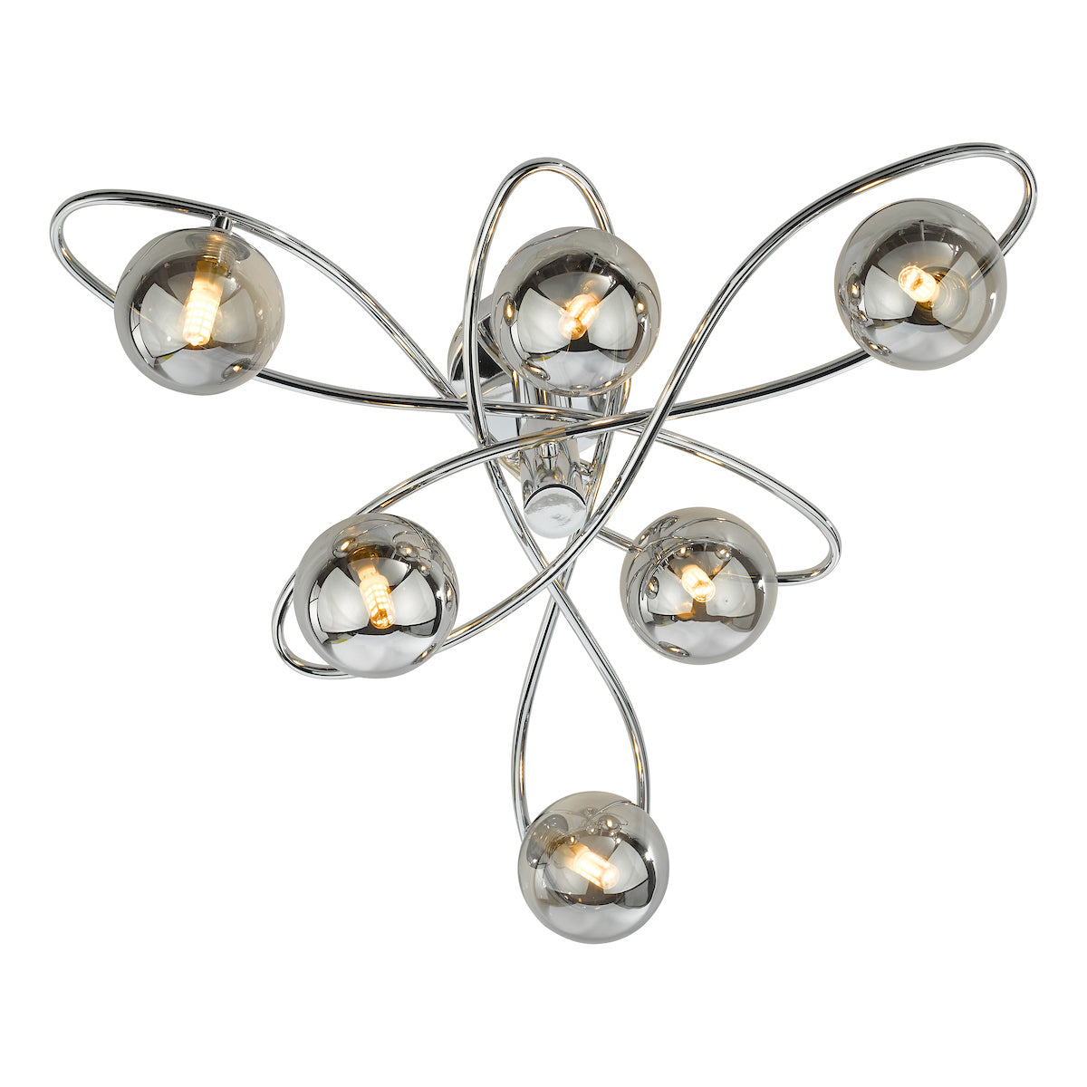 Dar Lysandra 6 Light Semi-Flush Polished Chrome and Smoked Glass – from Amos Lighting + Home